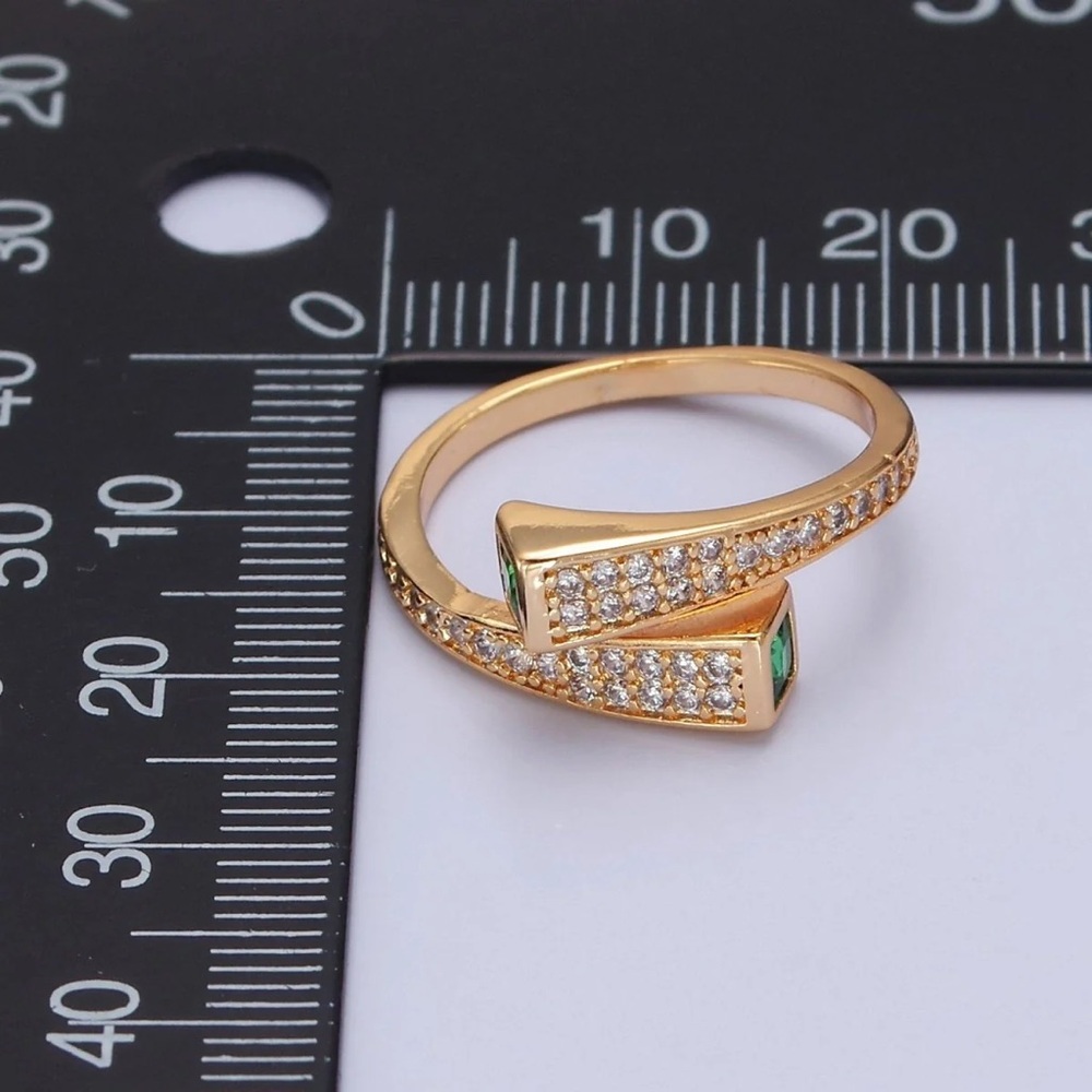 Stackable Pave Ring With Emerald Green Cz Stone O… - image 3